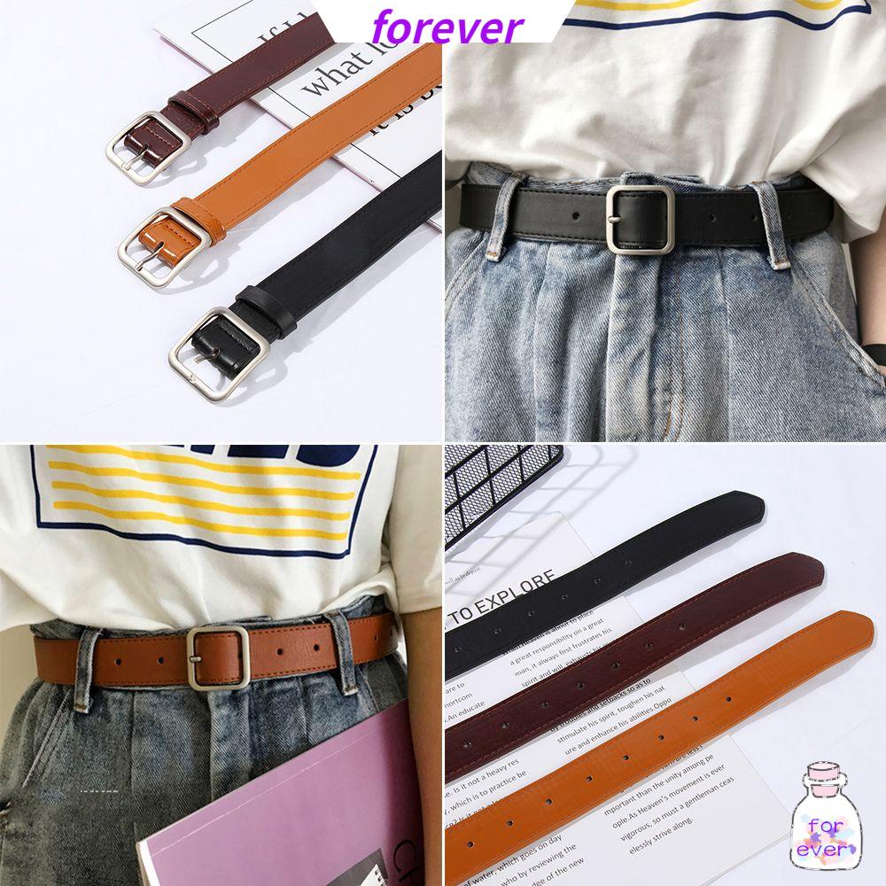 Thắt lưng da PU khóa vuông nhiều màu sắc phong cách vintage thời trang cho nữ