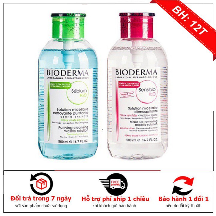 Nước tẩy trang bioderma 500ml, Tẩy trang bioderma cho da dầu và da nhậy cảm