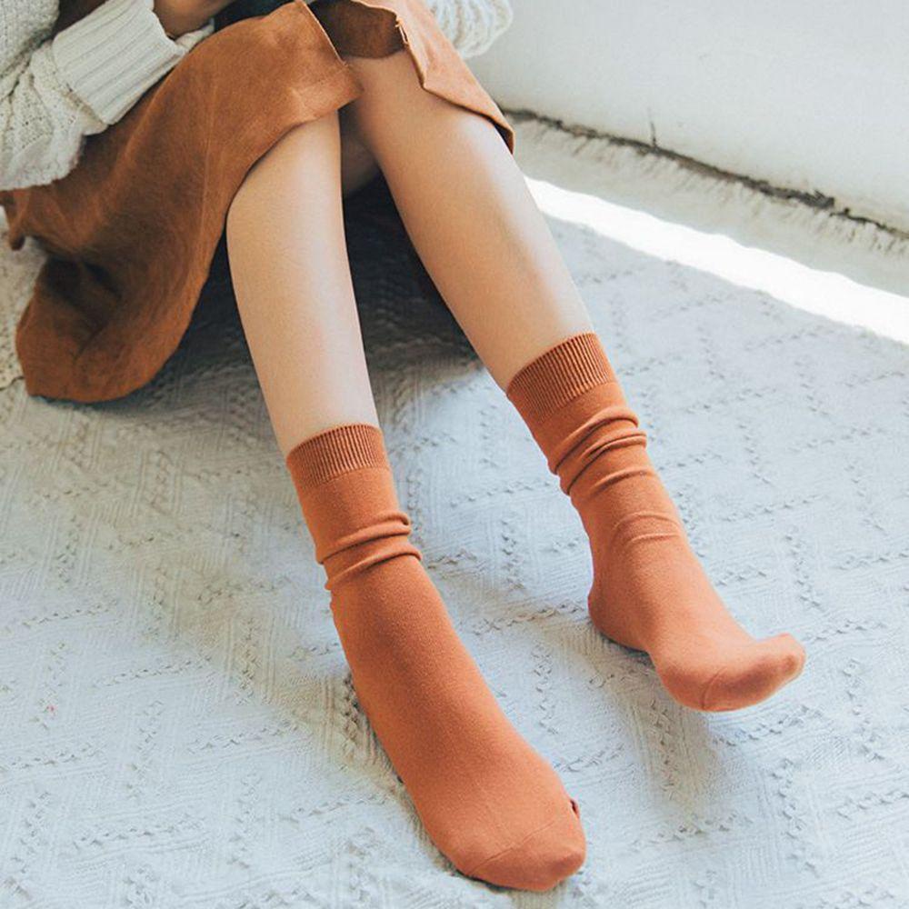 Vớ Cotton Dệt Kim Dày Cao Đến Mắt Cá Thoáng Khí Nhiều Màu Sắc Thời Trang Mùa Đông Cho Nữ
