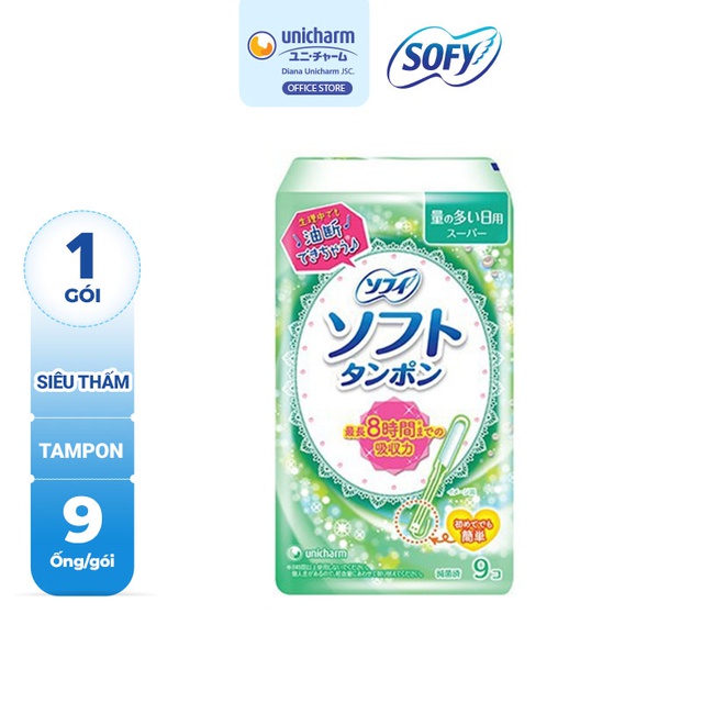 Băng vệ sinh siêu thấm Sofy Soft Tampon Super gói 9 miếng (Hàng nhập khẩu)