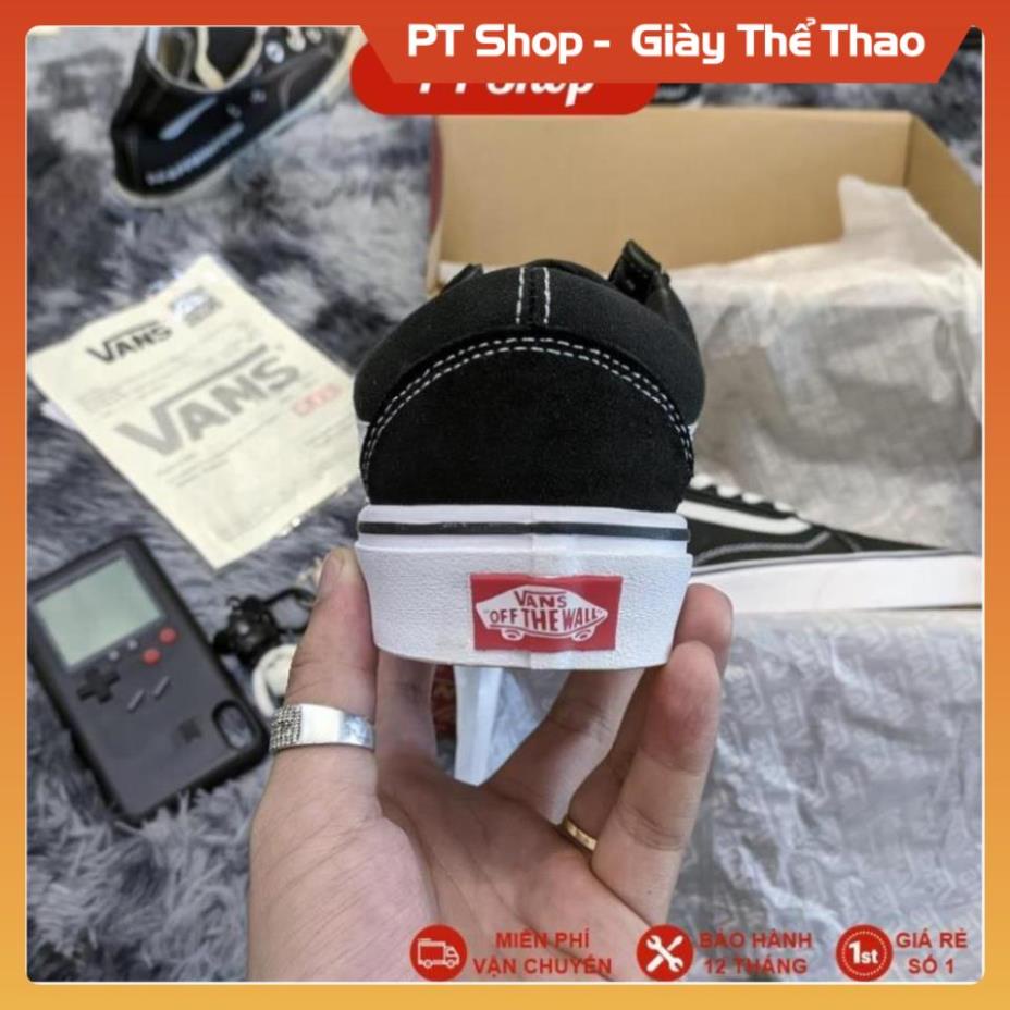 Giày Vans Xịn đen trắng Full phụ kiện, Giầy Van Sneaker old cao cấp