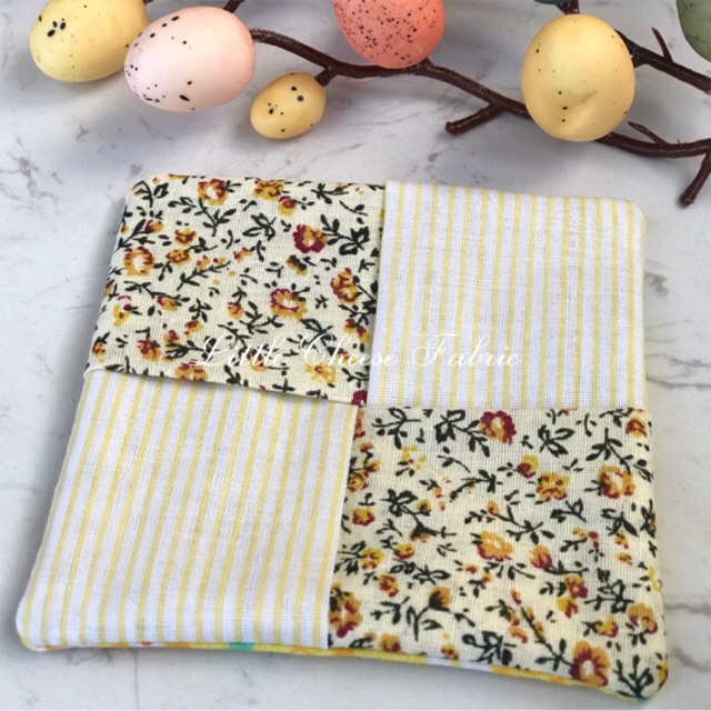 (Giá lấy tương tác) Little Cheese Fabric - Lót ly handmade bằng vải cotton tông vàng