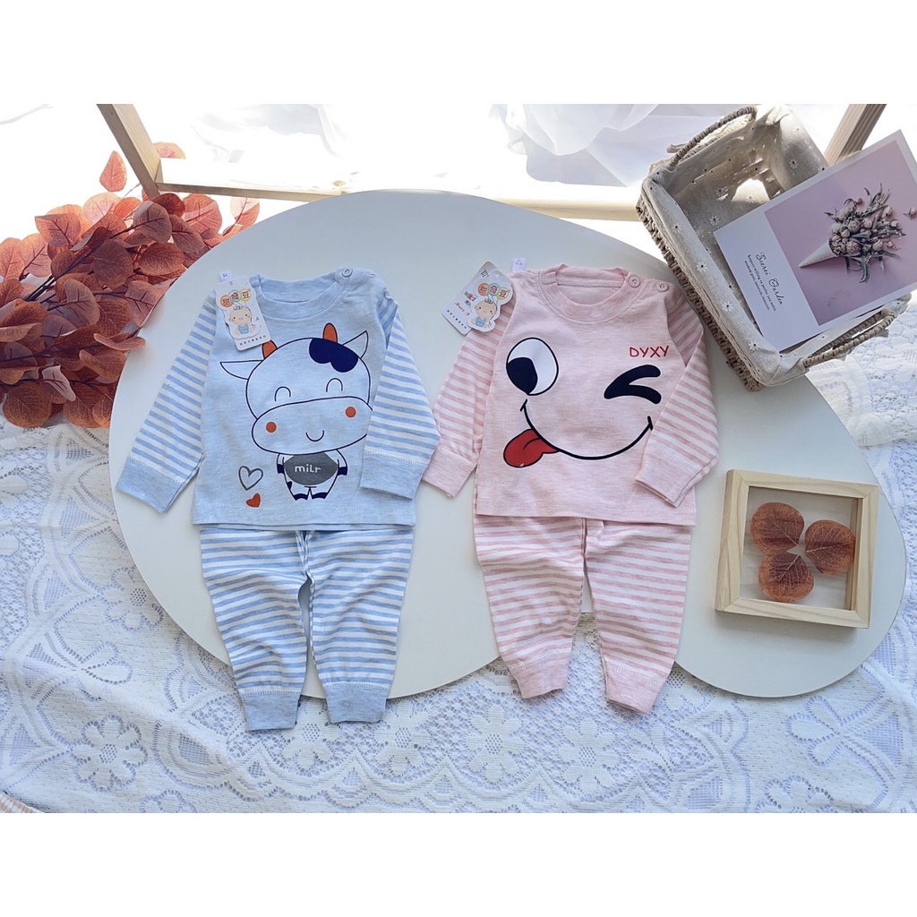 [ 6-18kg] Bộ Cotton len dài tay hàng Quảng châu cao cấp cho bé trai bé gái hoạ tiết đáng yêu