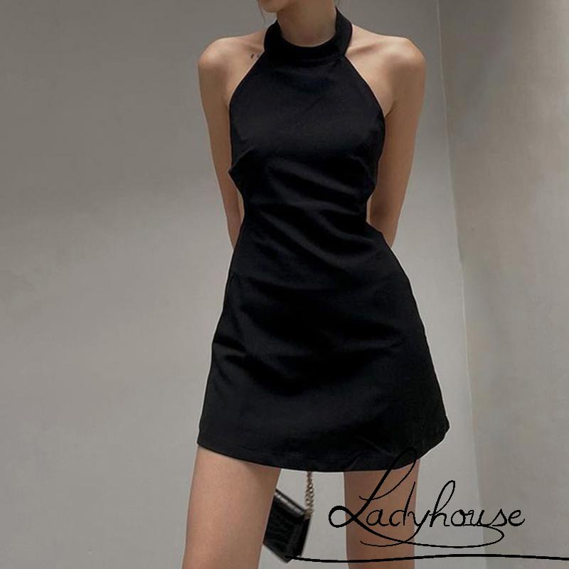 Đầm Ôm Hai Dây Không Tay Lưng Cao Màu Trơn Thời Trang Cho Nữ