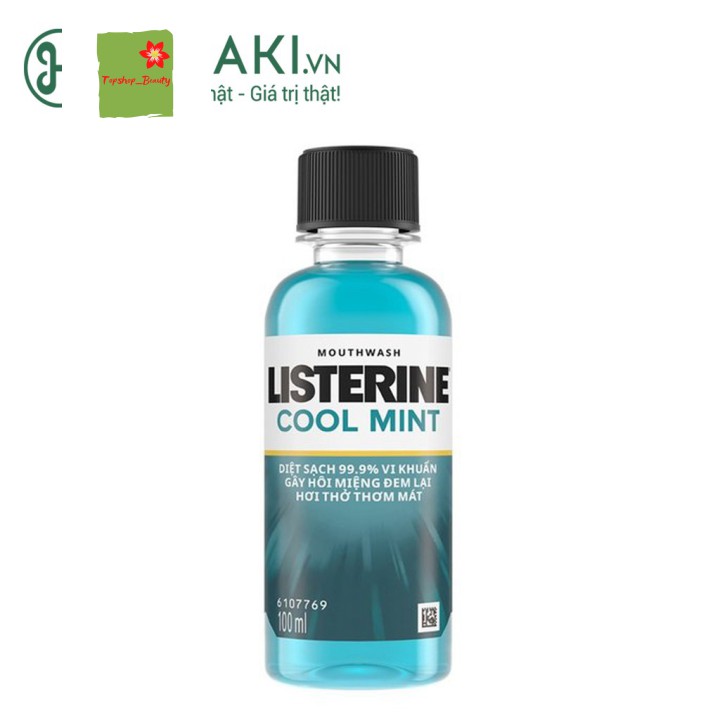 [Mã giảm giá sỉ mỹ phẩm chính hãng] Nước Súc Miệng Hơi Thở Thơm Mát Listerine Cool Mint Mouthwash 100ml