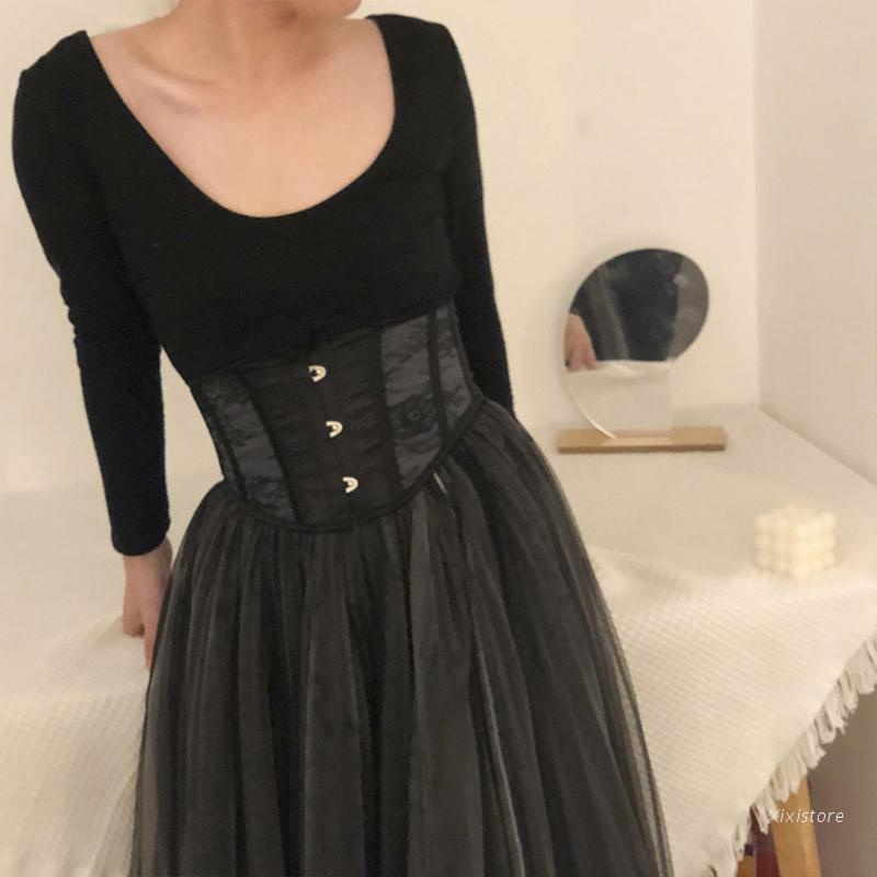 Áo corset định hình eo phối ren quyến rũ cho nữ
