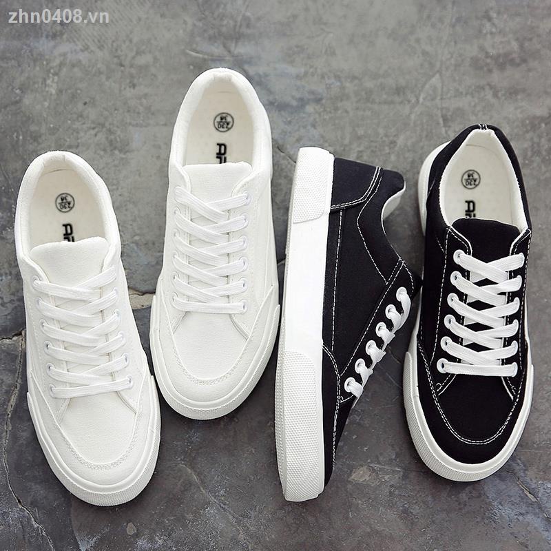 Giày Thể Thao Vải canvas Cổ Thấp Màu Trắng Dễ Phối Đồ Thời Trang Mùa Hè Hàng Mới Cho Nam
