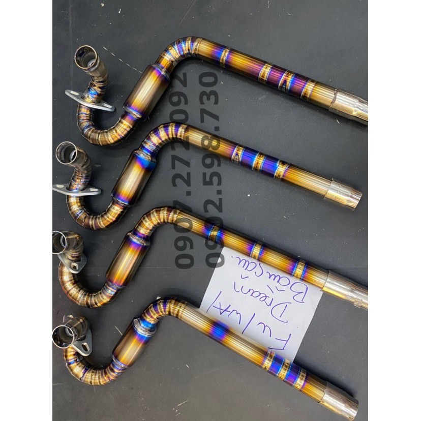 Cổ pô cong titan xịn bầu hơi phi 27mm lên màu sẵn gắn pô zin cho wave/dream/wave A/ Fu mập