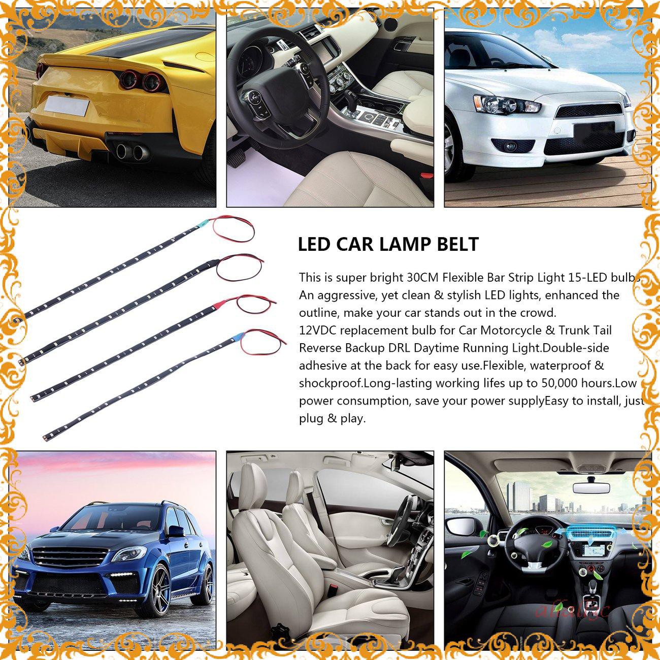 Waterproof 30cm 15 LED Car Lighting Flexible Decorative Light Strip Bar[╭(′▽`)╭(′▽`)╯]