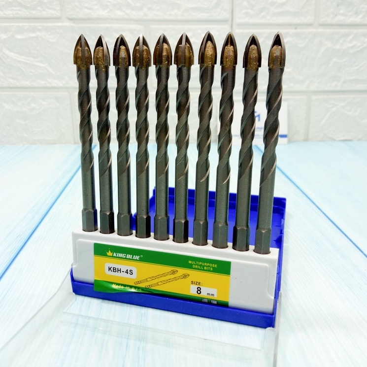 Mũi khoan đa năng 4 cạnh đuôi lục giác KingBlue kích thước 6mm, 8mm, 10mm 12mm
