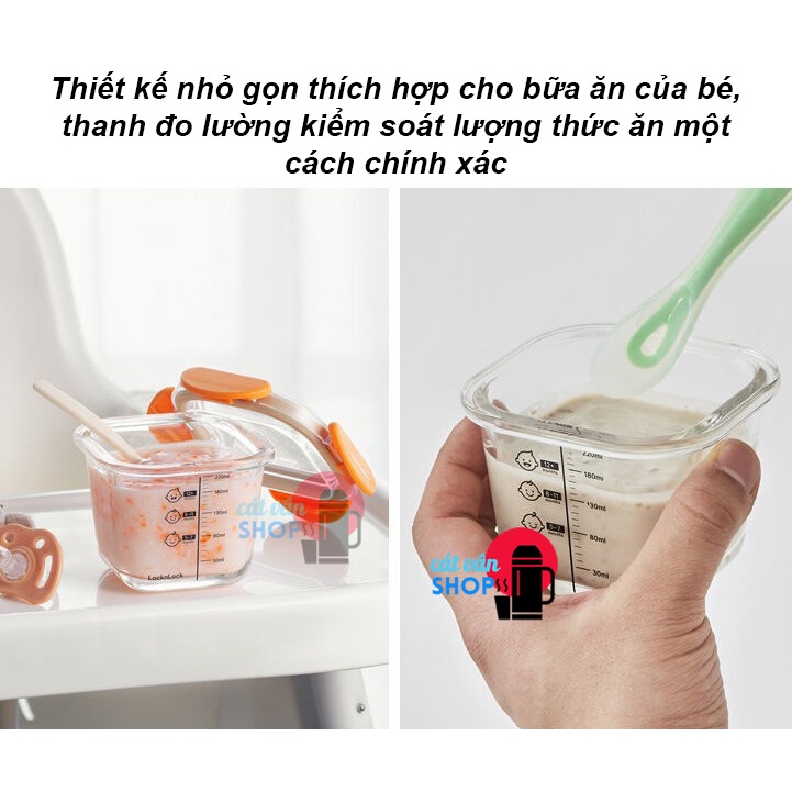 [Có Video] Hộp thủy tinh chia vạch Lock&amp;Lock LLG510 LLG161 260ml đựng thức ăn cho bé theo từng tháng tuổi