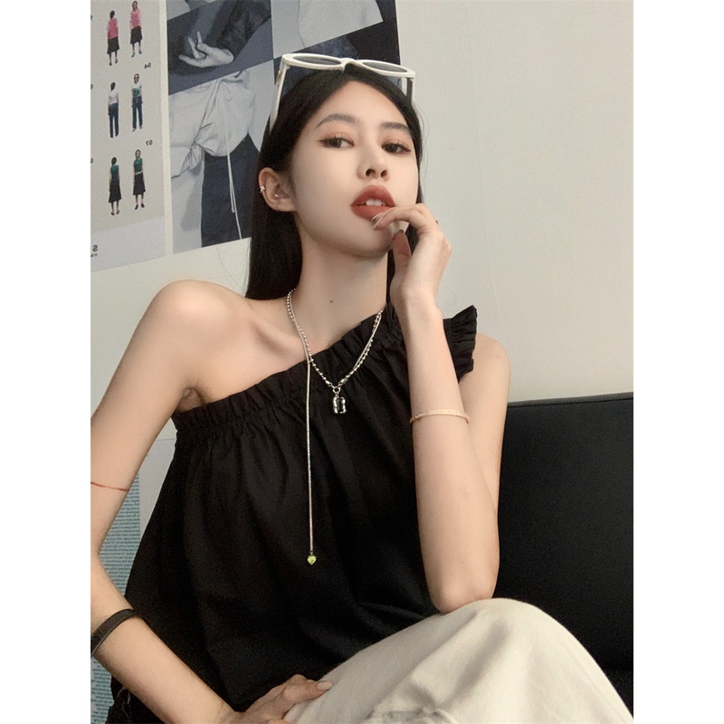 Áo Croptop Sát Nách Phối Ren Hoa Thiết Kế Hợp Thời Trang