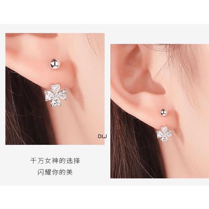 BÔNG TAI BẠC TA CỎ 4 LÁ KIỂU MỚI