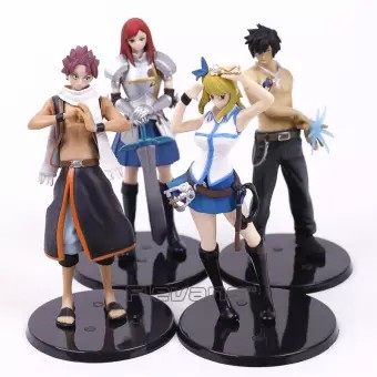 Lucy Fairy Tail Erza Natsu Xám PVC Tượng Mô Hình Sưu Tập Đồ Chơi 4 Cái/bộ 14Cm-UYT-168