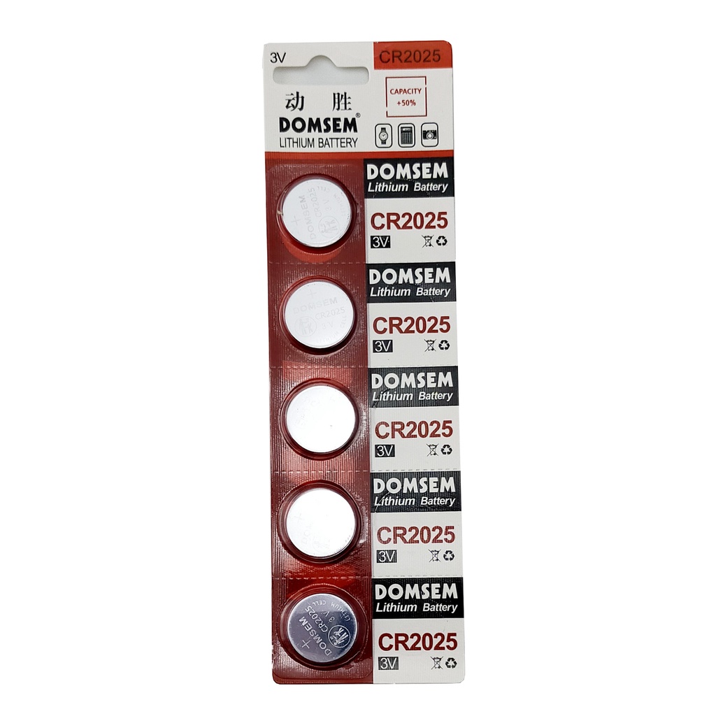 Pin Khuy Cúc Áo pin nút DOMSEM CR2025 3V Lithium dùng cho đồng hồ, thiết bị điện tử
