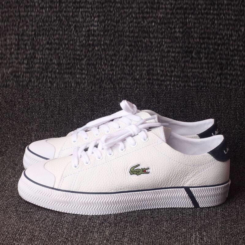 giày da nam nữ dây buộc đế phẳng mũi bo tròn da cao cấp lacoste