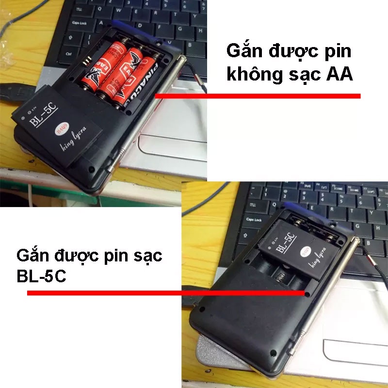 Loa đài FM Craven CR-65 hỗ trợ Thẻ nhớ/ USB/ Tai nghe/ Đèn pin - dùng pin sạc BL-5C hoặc pin tiểu AA (Đen đỏ)