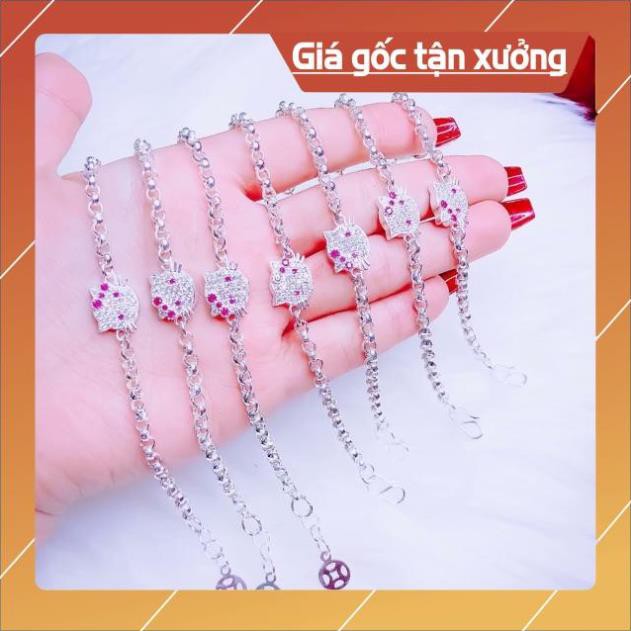 FREE SHIP  Lắc mèo kitty bạc nõn xinh xắn cho bé yêu