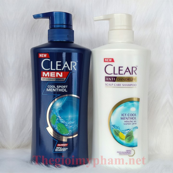 Combo 2 Chai Dầu Gội Clear Bạc Hà 480ml &amp; Clear Men 450ml Thái Lan Mẫu Mới