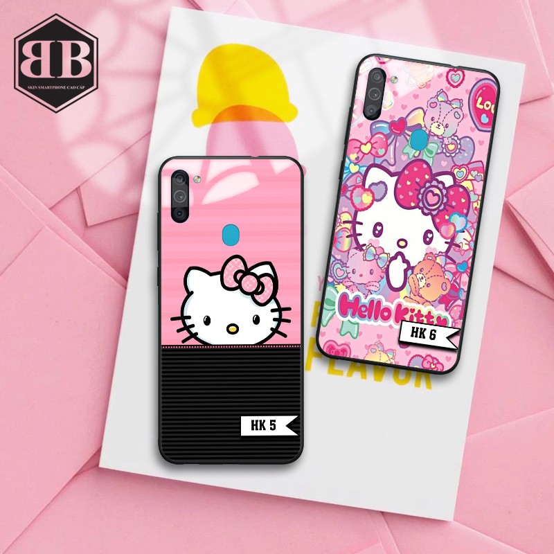 Ốp lưng kính cường lực Samsung Galaxy M11 hình hello kitty