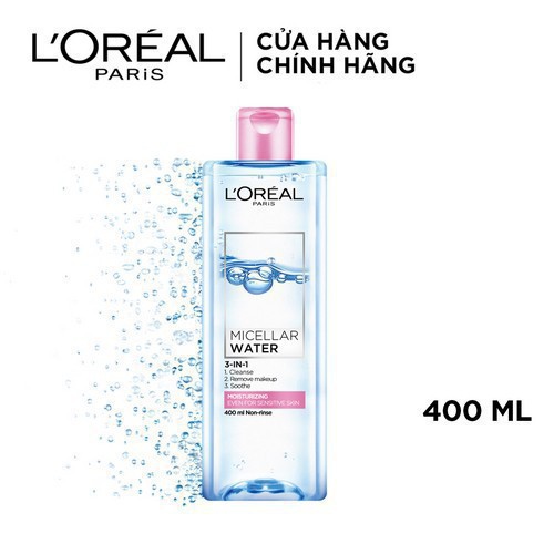 Nước tẩy trang L'Oreal Paris 400ml cho mọi loại da L'Oreal Paris Moisturizing and Deep Cleasing Refreshing 400ml