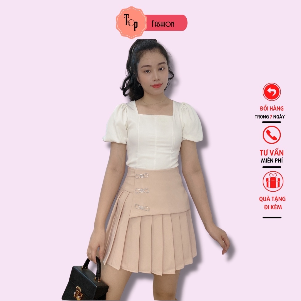Chân váy xếp ly Top Fashion ,chân váy chữ A  cạp cao chất vải tuyết mưa mềm mịn có quần đùi trong T01 | BigBuy360 - bigbuy360.vn