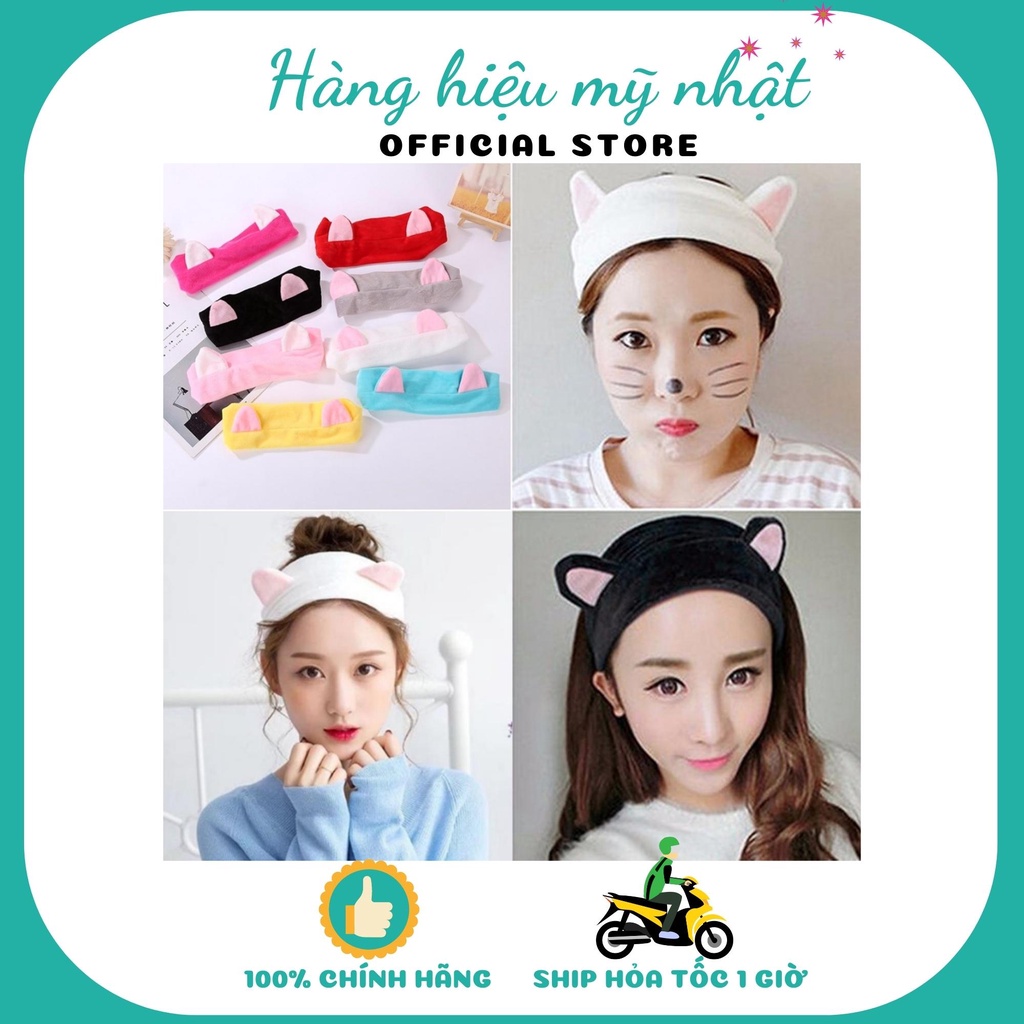 Băng Đô Tai Mèo Siêu Cute Nhiều Mẫu Chất Liệu Vải Mềm Mại (tùy ý chọn màu)