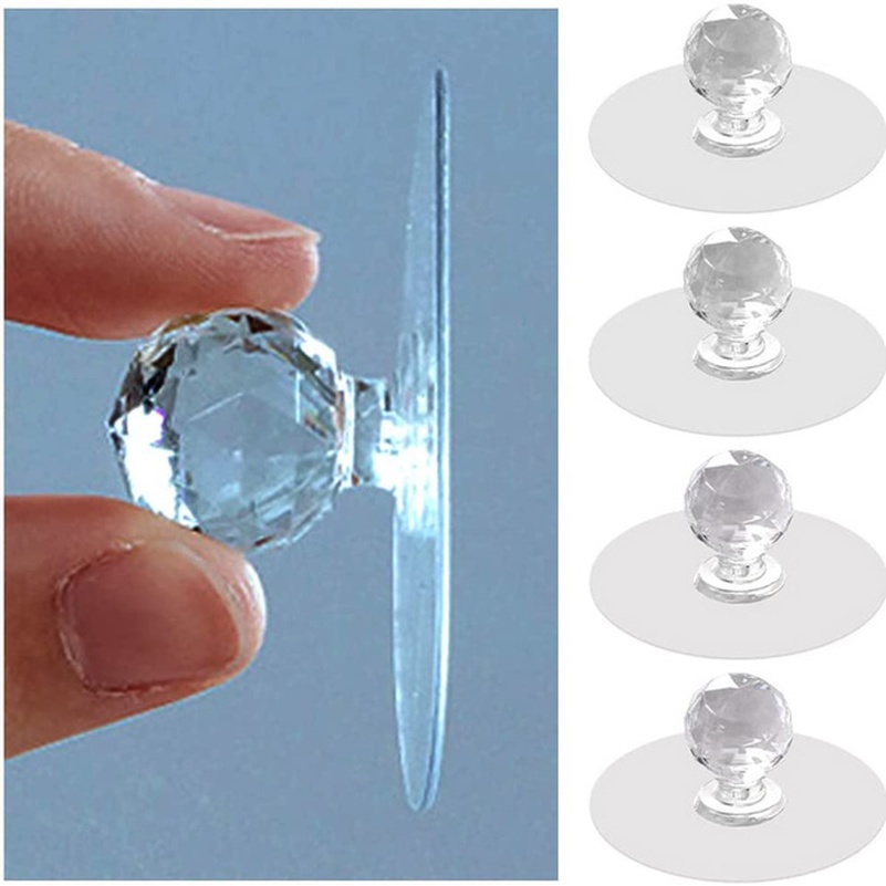 Set 2 Tay Nắm Ngăn Kéo Tủ Bằng Acrylic Không Cần Khoan