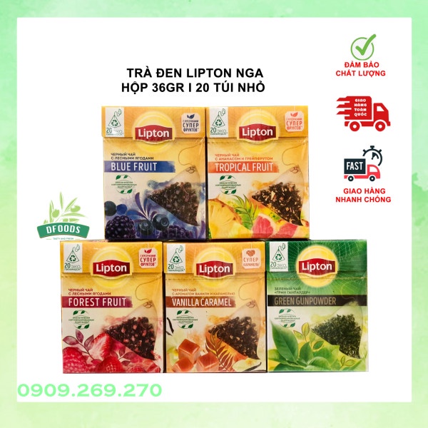 Trà đen Lipton Nga 8 vị hộp 36gr 20 túi nhỏ date 2023