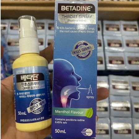 XỊT XÚC HỌNG ,XÚC MIỆNG KHÁNG KHUẨN BETADINE HÀN QUỐC CHAI 50 ML