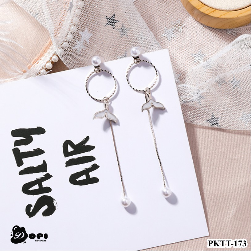 Bông tai tráng bạc form dài nữ tính