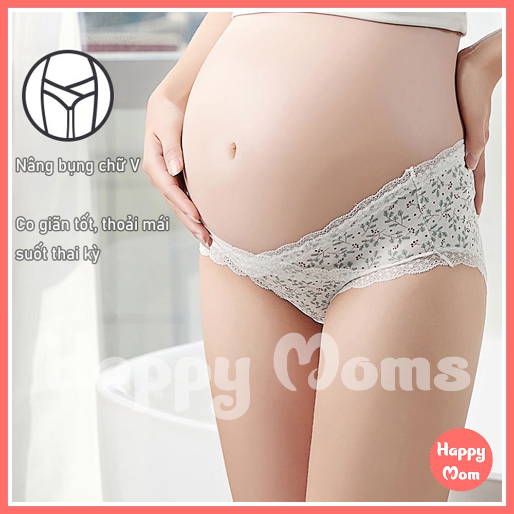 Set 4 Quần Lót Bầu Ren Cotton HAPPY MOM Kháng Khuẩn Mềm Mịn, Co Giãn Tốt
