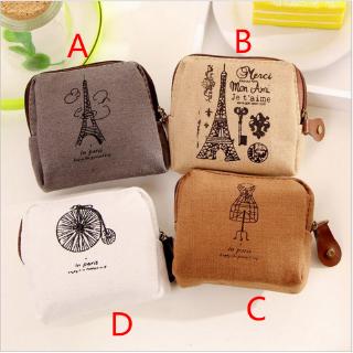 Túi đựng tiền xu chất liệu Canvas phong cách Retro