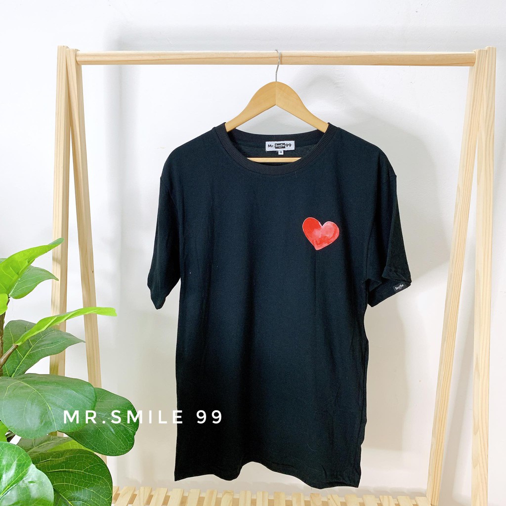 [Hình Thật] Áo Thun Basic Trái Tim Nam Nữ Tay Lỡ Form rộng Unisex Mr.Smile 99 Shop