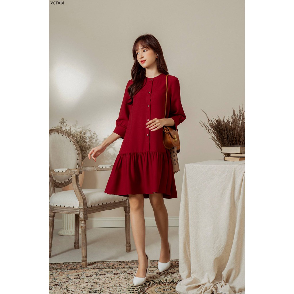 Váy suông cổ tàu tay lỡ đuôi cá TIIN STORE V0T018 | BigBuy360 - bigbuy360.vn