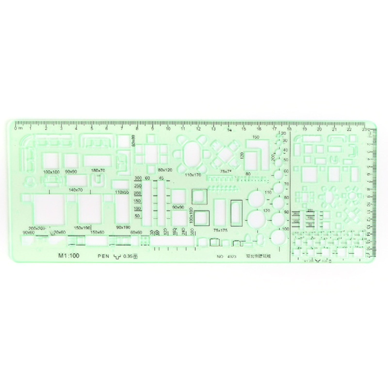 Thước Nhựa Hình Học Màu Xanh Lá Cây Đa Năng Tiện Dụng Cho Học Sinh / Văn Phòng