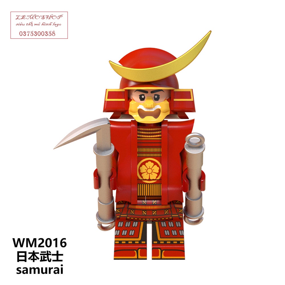 Đồ chơi xếp hình Minifigures - nhân vật Samurai Shogun võ sĩ đạo Nhật Bản Lemoshop,đồ chơi lắp ráp trẻ em wm6096