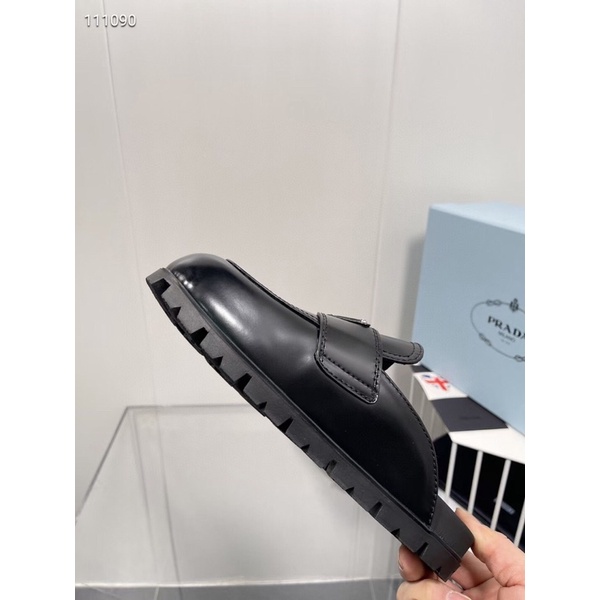 Giày sục nữ da thật logo thương hiệu Prada cao cấp mẫu mới 2022