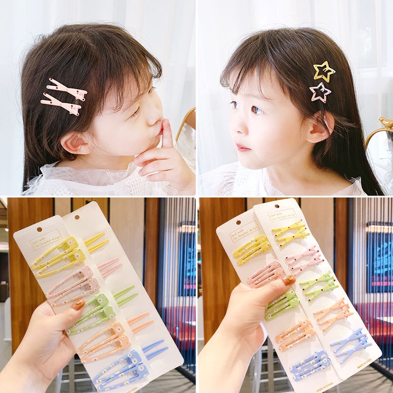 Set 6/10/12 kẹp tóc hợp kim nhiều màu sắc phong cách Hàn Quốc thời trang cho bé gái