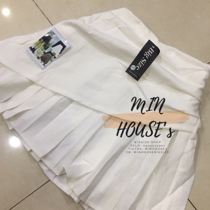 (CÓ ẢNH THẬT ) BIGSIZE Chân váy xếp li xéo CV22 Chất liệu: vải tuyết mưa Màu sắc: đen - trắng - ghi | BigBuy360 - bigbuy360.vn