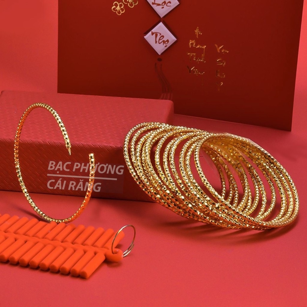 BỘ 7 VÒNG XIMEN CẮT MÁY KIM CƯƠNG TRÒN MẠ VÀNG 18K CAO CẤP