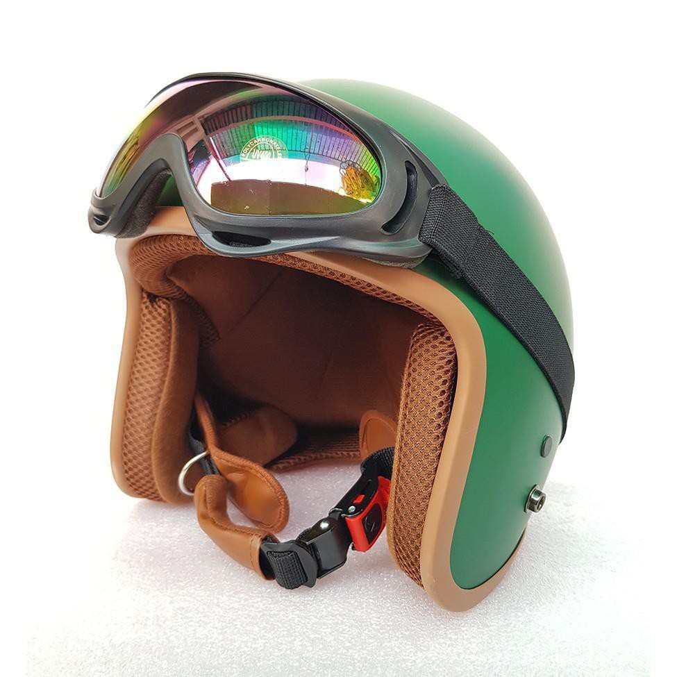 [ Hình Thật - 16 Màu ] Mũ Bảo Hiểm 3/4 đầu Lót Nâu Kèm Kính UV Như Hình - Hàng CTY-Cam Kết Chất Lượng Giống Hình 100%