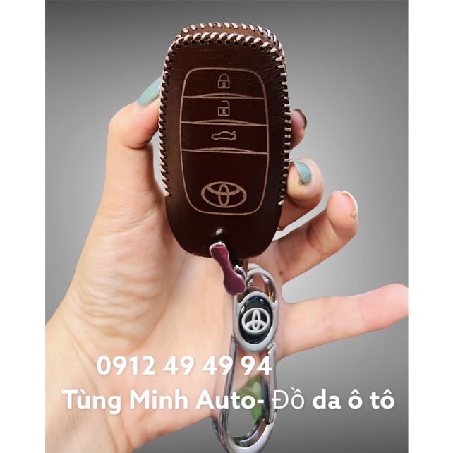 Bao Da Chìa Khóa Ô tô Toyota Fortuner, Hilux, Inova, Camry Khóa thông minh , bọc chìa khoá da thật khâu tay