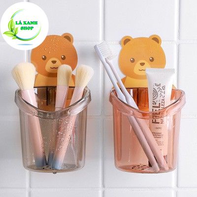 Cốc Gấu DÁN TƯỜNG - Hũ Đựng Bàn Chải Và Kem Đánh Răng Hình Gấu Dễ Thương