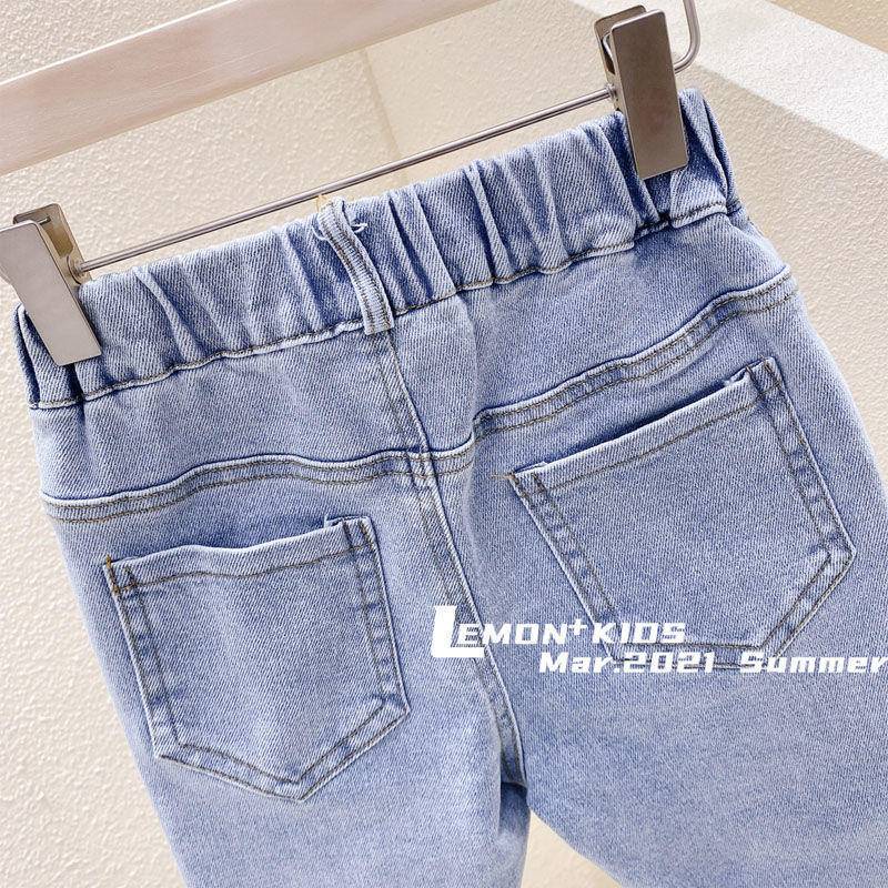 Hàng Mới Về Quần Jean Cotton Mỏng Dáng Rộng 5 Điểm Kiểu Hàn Quốc Thời Trang Mùa Hè Cho Bé