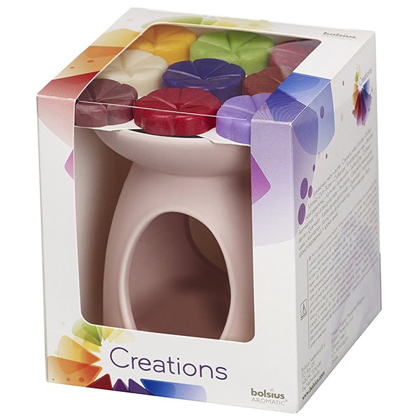 Đèn nung sáp Bolsius Aromatic Creations Mix BOL4502 + Tặng kèm 1 hộp nến tealight + vỉ 6 sáp thơm (Trộn mùi hương)