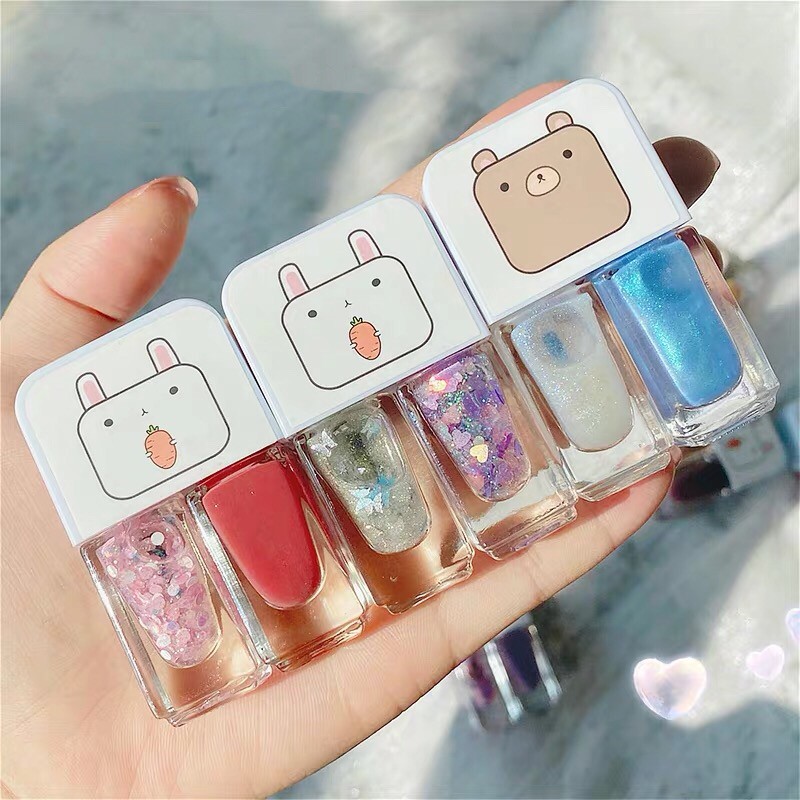 Set 2 sơn móng tay MAXFINE nhiều màu xinh xắn lì nhũ lấp lánh an toàn bền đẹp Water Base Nail Polish MAXF02