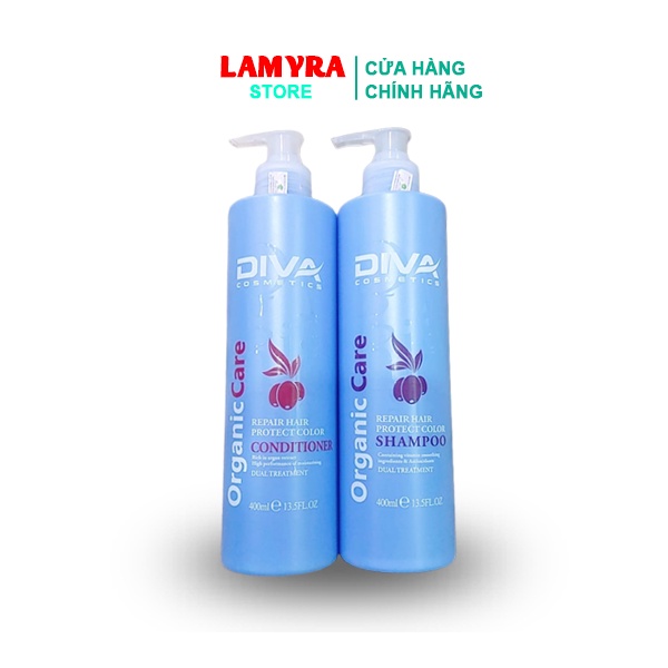 Dầu Gội Collagen DIVA XANH 750MLx2 - Cặp dầu gội phục hồi tóc hư tổn, khô sơ, kiềm dầu sạch gàu Lamyra [CHÍNH HÃNG]