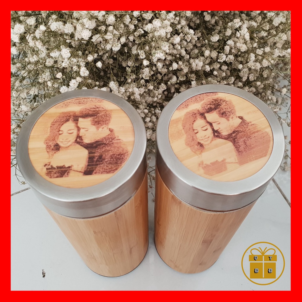 Bình Giữ Nhiệt Khắc Tên (Khắc Hình Và Chữ) - Bình Giữ Nhiệt Vỏ Tre Cao Cấp Quà Sinh Nhật, Quà Tặng Cho Nữ