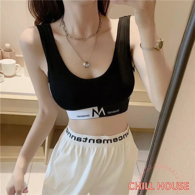 MẪU MỚI-Áo bra tập gym, yoga dáng croptop, BRA M cá tính (cotton) - CHILLHOUSE